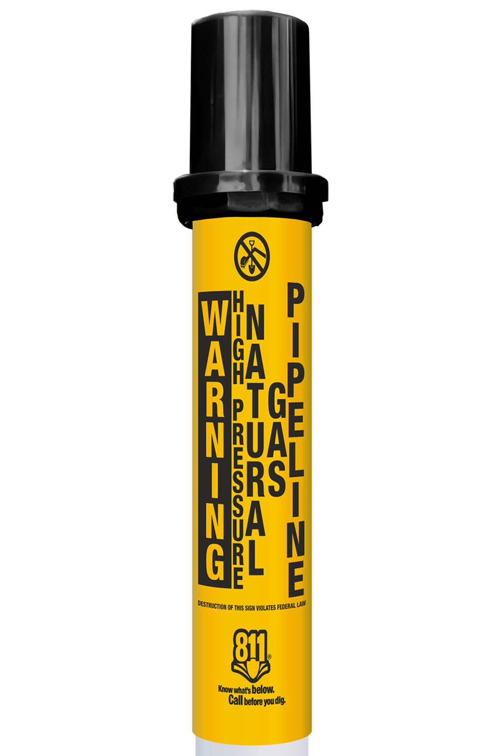 Warning High Pressure Natural Gas Pipeline Locator Bullet Marker With Top Hat