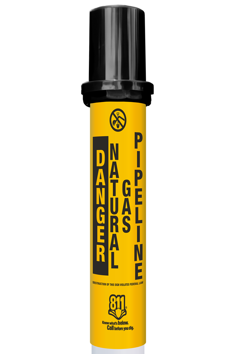 Danger Natural Gas Pipeline Locator Bullet Marker With Top Hat