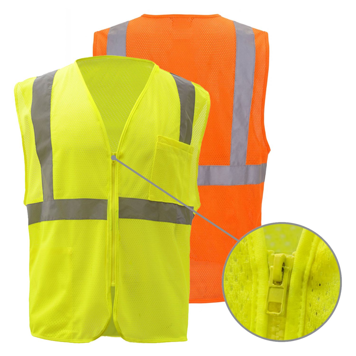 ANSI Class 2 Standard Zipper Hi Vis Safety Vest