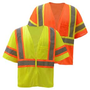 ANSI Class 3 Hi Vis Safety Vest with Zipper and Contrasting Trim