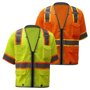 ANSI Class 3 Premium Surveyors Mesh Safety Vest with Zipper