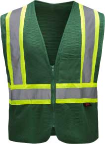 Non-ANSI Enhanced Visibility Mesh Safety Vest, Forest Green