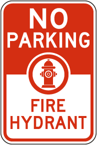 No Parking Fire Hydrant Sign