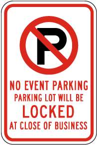 No Event Parking Parking Sign