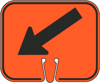 Left Down Arrow Cone Sign