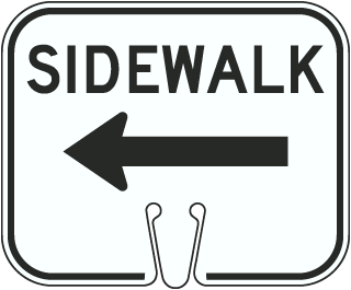 Sidewalk Left Cone Sign