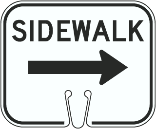Sidewalk Right Cone Sign
