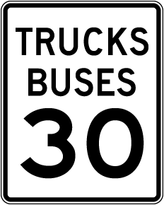 Truck Bus Speed Limit 30 MPH Sign
