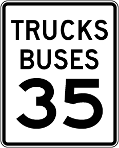 Truck Bus Speed Limit 35 MPH Sign
