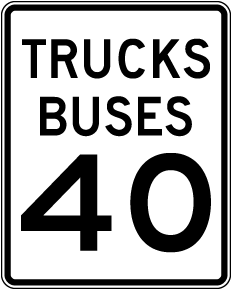 Truck Bus Speed Limit 40 MPH Sign