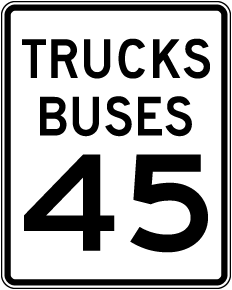 Truck Bus Speed Limit 45 MPH Sign