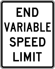 End Variable Speed Limit Sign