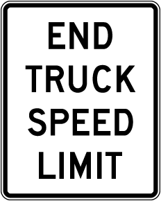 End Truck Speed Limit Sign