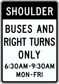 Bus and Right Turns Only Sign