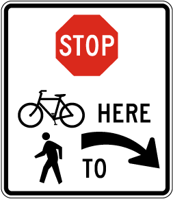 Stop Here To Trail Crossing Right Sign