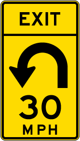 Advisory Exit Speed 30 Mph Left Loop Sign