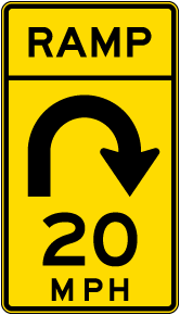Advisory Ramp Speed 20 Mph Right Loop Sign