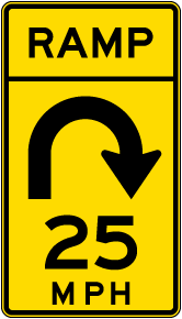 Advisory Ramp Speed 25 Mph Right Loop Sign