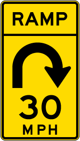 Advisory Ramp Speed 30 Mph Right Loop Sign