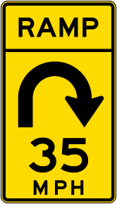 Advisory Ramp Speed 35 Mph Right Loop Sign