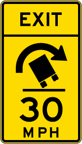 Advisory Truck Exit Speed 30 Mph Right Sign