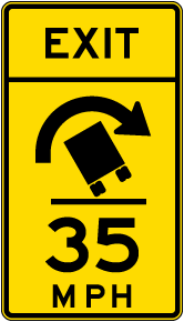 Advisory Truck Exit Speed 35 Mph Right Sign