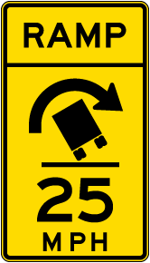 Advisory Truck Ramp Speed 25 Mph Right Sign