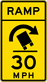 Advisory Truck Ramp Speed 30 Mph Right Sign