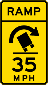 Advisory Truck Ramp Speed 35 Mph Right Sign