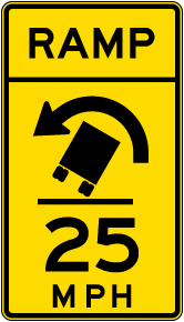 Advisory Truck Ramp Speed 25 Mph Left Sign