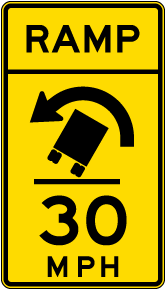 Advisory Truck Ramp Speed 30 Mph Left Sign
