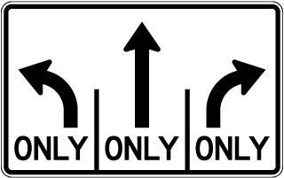 Advance Intersection 3 Lane Control Sign