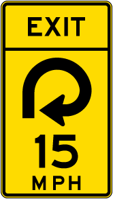 Advisory Exit Speed 15 Mph Reverse Curve Right Sign