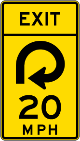 Advisory Exit Speed 20 Mph Reverse Curve Right Sign