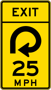Advisory Exit Speed 25 Mph Reverse Curve Right Sign