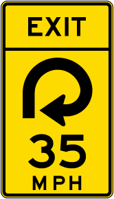 Advisory Exit Speed 35 Mph Reverse Curve Right Sign