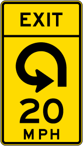 Advisory Exit Speed 20 Mph Reverse Curve Left Sign