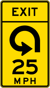 Advisory Exit Speed 25 Mph Reverse Curve Left Sign