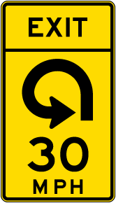 Advisory Exit Speed 30 Mph Reverse Curve Left Sign