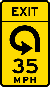 Advisory Exit Speed 35 Mph Reverse Curve Left Sign