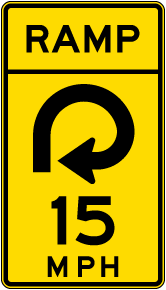 Advisory Ramp Speed 15 Mph Reverse Curve Right Sign