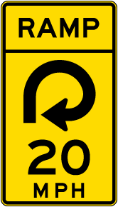 Advisory Ramp Speed 20 Mph Reverse Curve Right Sign