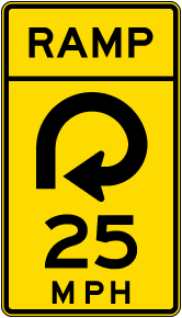 Advisory Ramp Speed 25 Mph Reverse Curve Right Sign