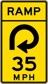 Advisory Ramp Speed 35 Mph Reverse Curve Right Sign
