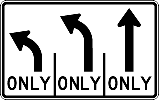 Texas 3 Lane Only Use Control Sign