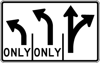 Texas 3 Lane with 2 Only Left Lane Sign