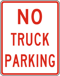 Texas No Truck Parking Sign 