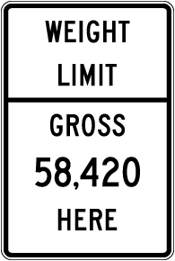 Texas Weight Limit Gross Sign
