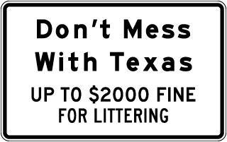 Texas Fine For Littering Sign