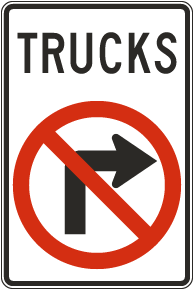 Trucks No Right Turn Sign